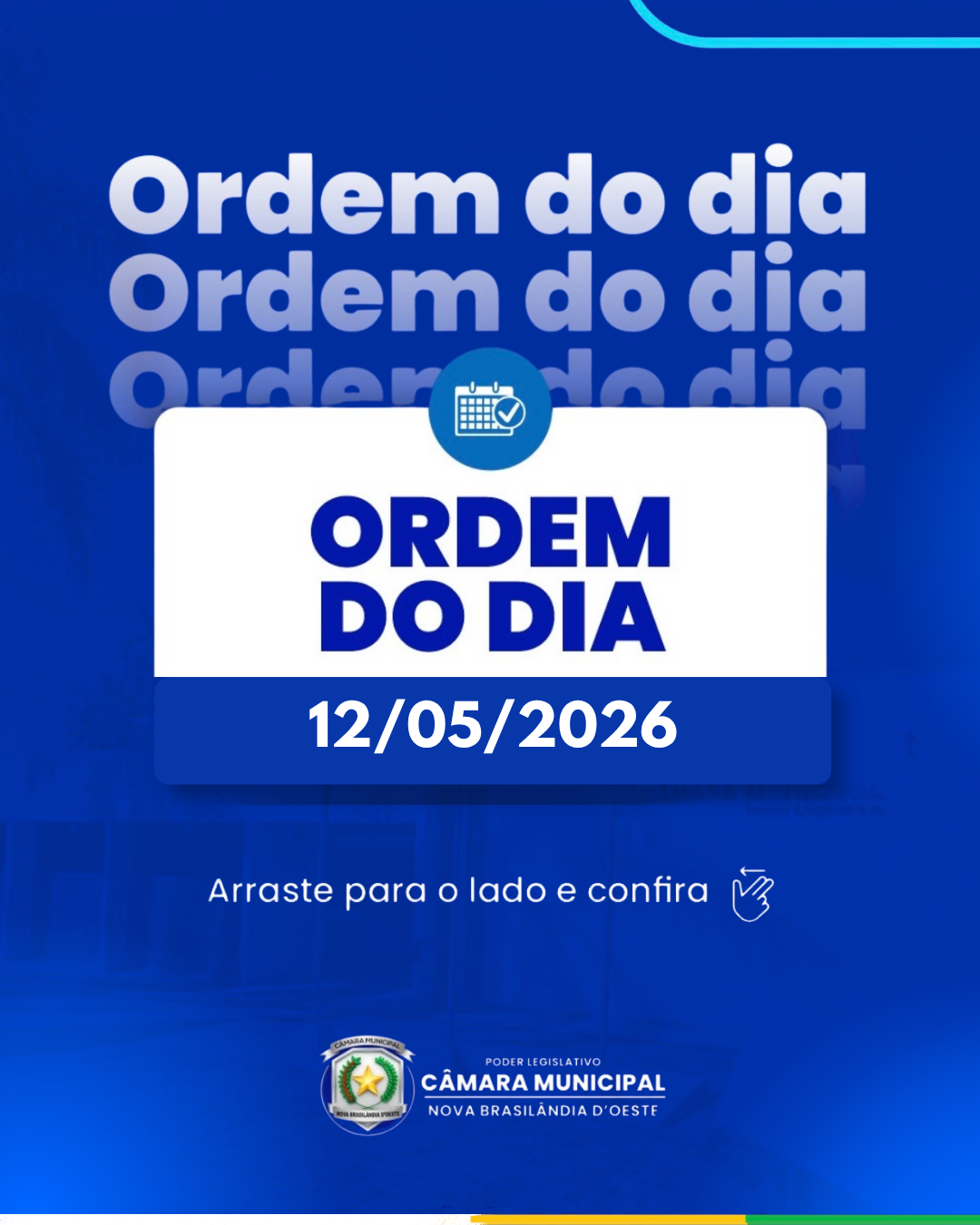 ORDEM DO DIA PARA 15ª SESSÃO ORDINÁRIA DE 2026.